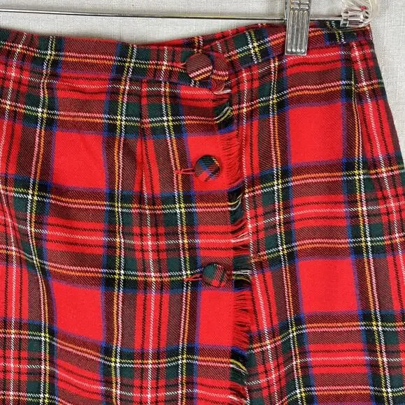 VTG Aljean 100% Wool Pleated Kilt Wrap Size 8 Midi Long Skirt Midi Canada Red - Picture 3 of 10